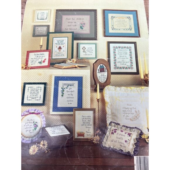 Vintage Religious Cross Stitch Pattern Book Scriptures Craft Design - Picture 2 of 3